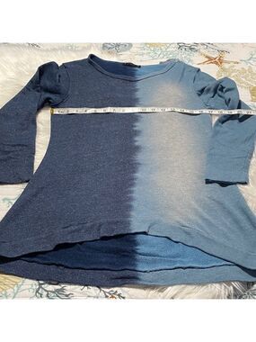 T Party Fashion Blue Gradient Long Sleeve Tee/tunic
